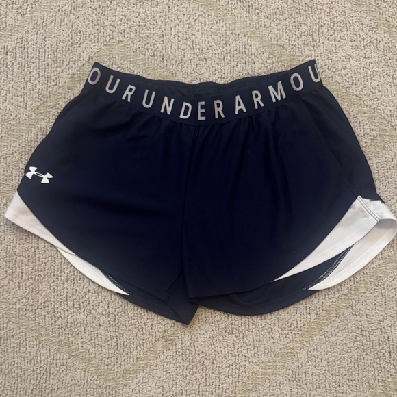 Under Armour Pants - Under Armour Women's Navy and White Athletic Shorts-small